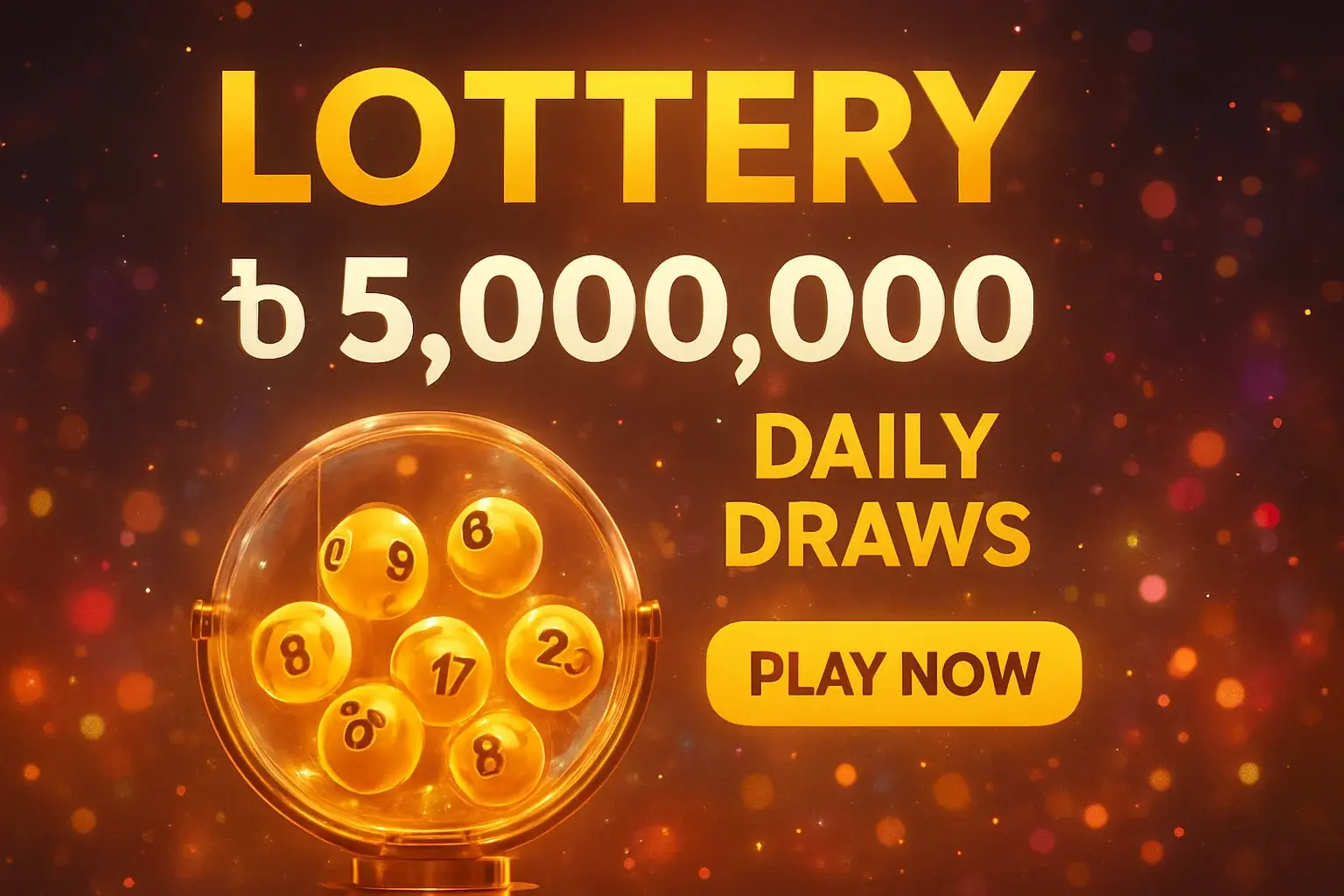 Glowing lottery balls in draw machine with Bangladesh jackpot banner